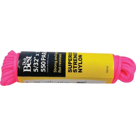 All-Source 550 5/32 In. x 50 Ft. Pink Nylon Paracord 703122